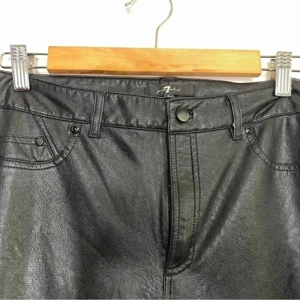 7 for All Mankind Black Vegan Faux Leather Skinny High Rise Leggings Size Large - Picture 6 of 11